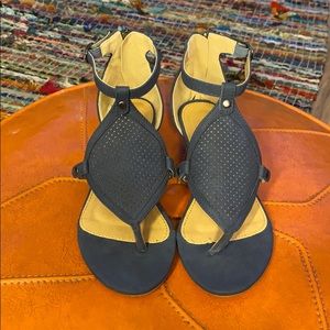 Catherine Malandrino blue romy low wedge sandal